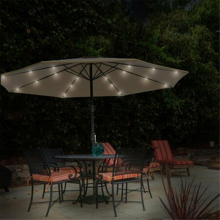 GRILLGEAR Patio Umbrella-10 ft. Pool & Deck Shade with Solar Powered LED Lights - Sand GR3238823